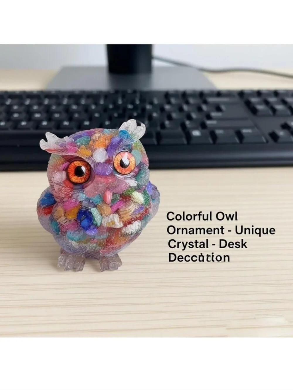 Colorful Multicolor Owl Bird Figurine Decorative Ornament